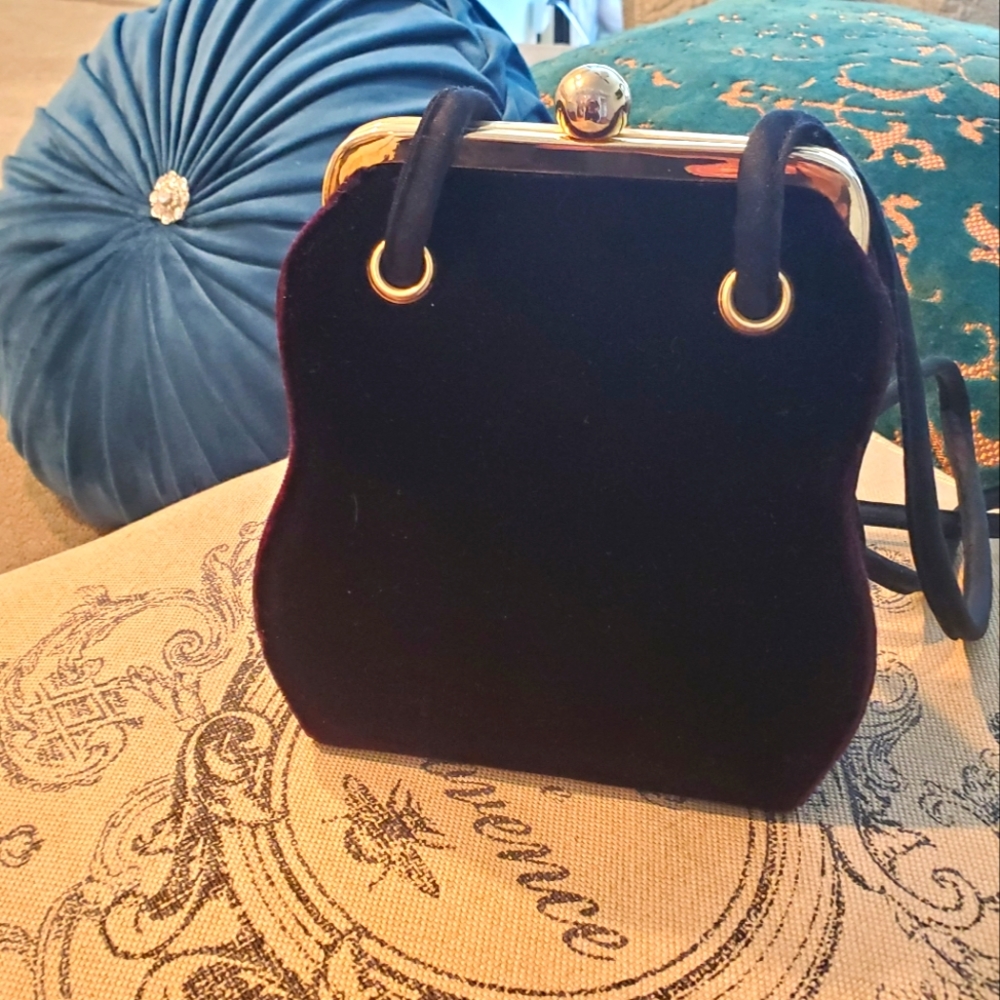 Vintage MAGID Black Velvet Evening Bag